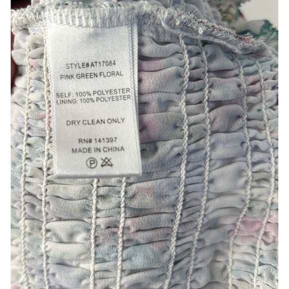 ASTR The Label Floral Smocked balloon Sleeve Top Small Pink Green Garden Party - Picture 4 of 4